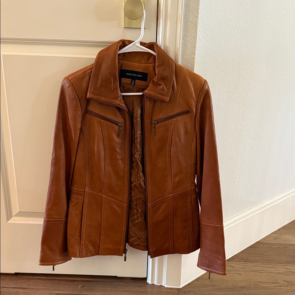 Jones New York Tan Leather Jacket